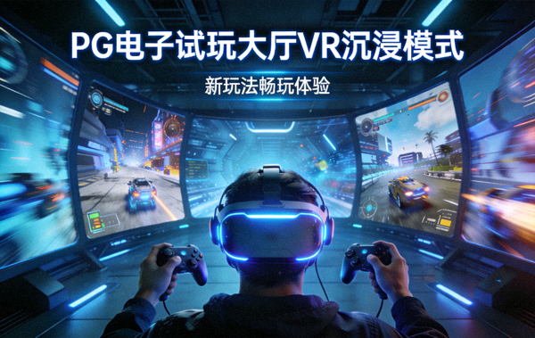 PG电子试玩大厅VR沉浸模式体验场景图，展示玩家佩戴VR设备畅玩PG模拟器新玩法