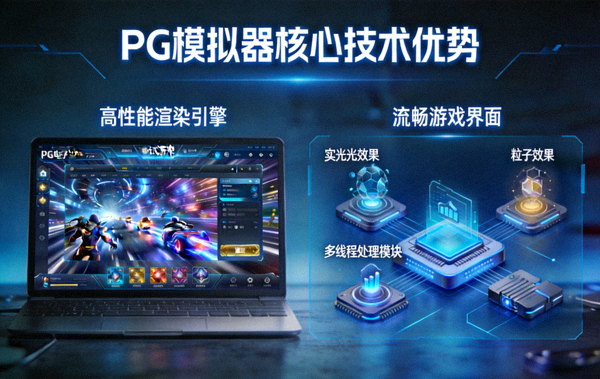 PG模拟器官方介绍页面配图，展示PG电子试玩大厅的高性能渲染引擎与流畅游戏界面，体现PG模拟器核心技术优势