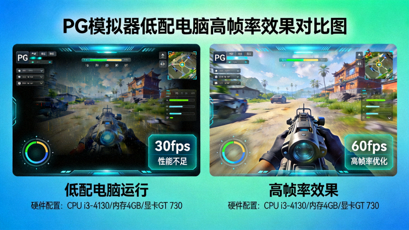 PG模拟器在低配电脑上运行PG电子游戏的高帧率效果对比图